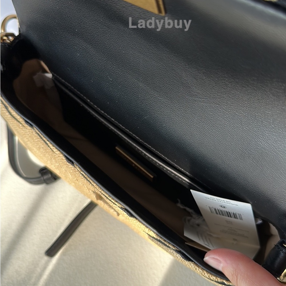 🟢Tory Burch Soft Straw Small Kira Chevron Convertible Flap Shoulder Bag $568 - Picture 8 of 14